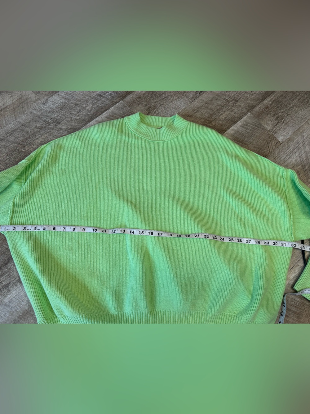 Free People Lime Green Mock Neck Sweater, Drop Sleeve, Roomy - Picture 10 of 13